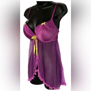 NWOT LS FUCHSIA Push - Up Baby Doll, L *P1060